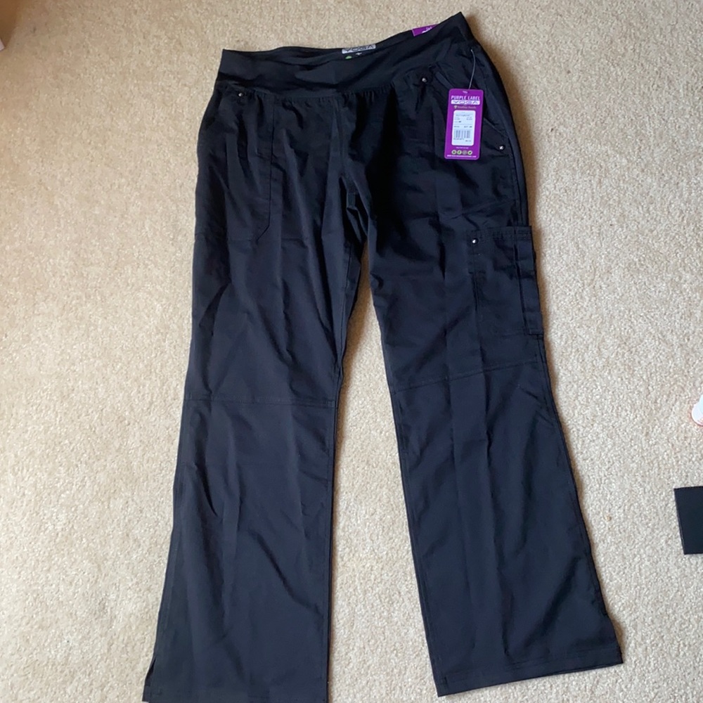 black wide legged scrub pants